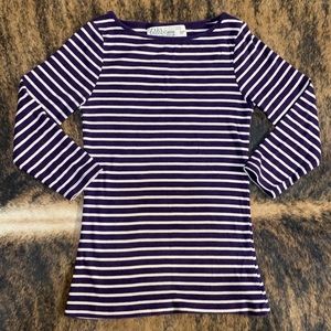 Zara Organic Cotton size small purple and white stripe 3/4 length sleeve